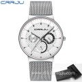 CRRJU Top Brand Luxury Waterproof Ultra Thin Date Watch Mens Watch Steel Strap Casual Quartz Watch White Sport WristWatch